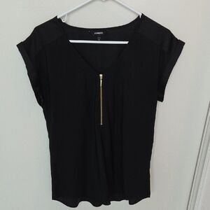 Express Black Top with Gold Zipper